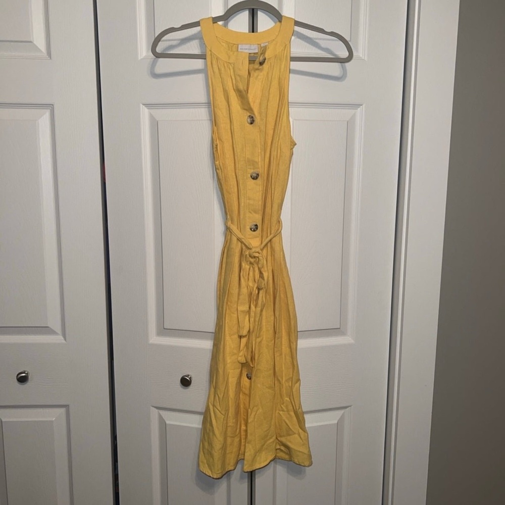 Women’s New York and Company Casual Yellow Dress Button Down size small